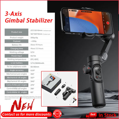 Velox Racing™ 3-Axis Smartphone Gimbal Stabilizer for iPhone & Samsung – Anti-Shake Video Recording